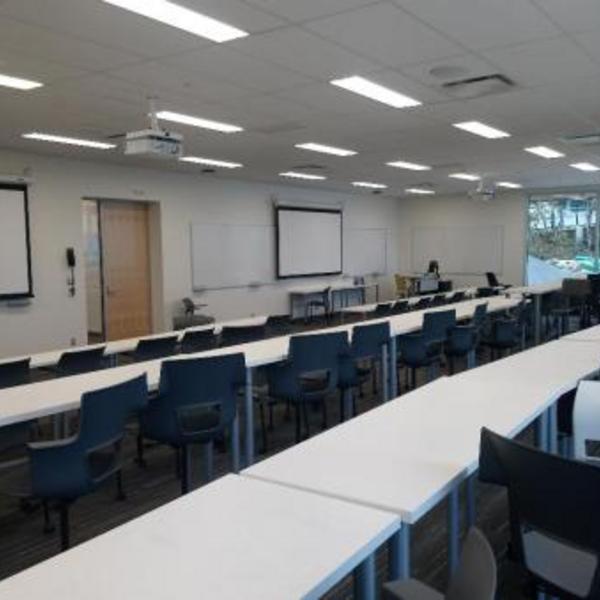 Interior shot of classroom in Building 210.